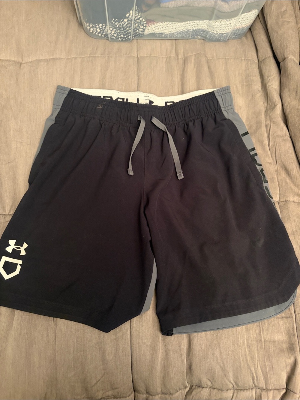 Under Armour Black Athletic Training Shorts with Gray Accents